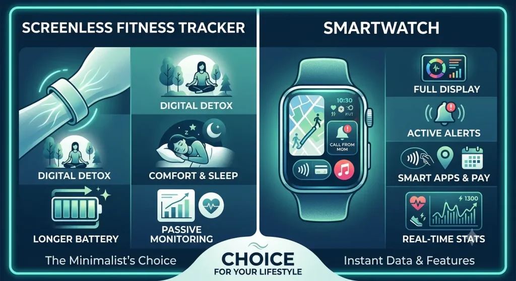 Screenless Fitness Tracker vs Smartwatch